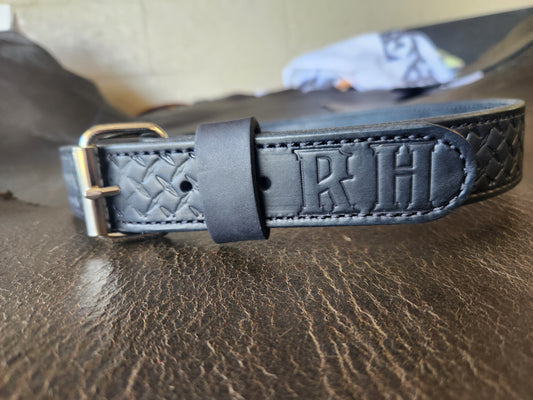 Duty Belt- Diamond Plate design-Bridle Leather