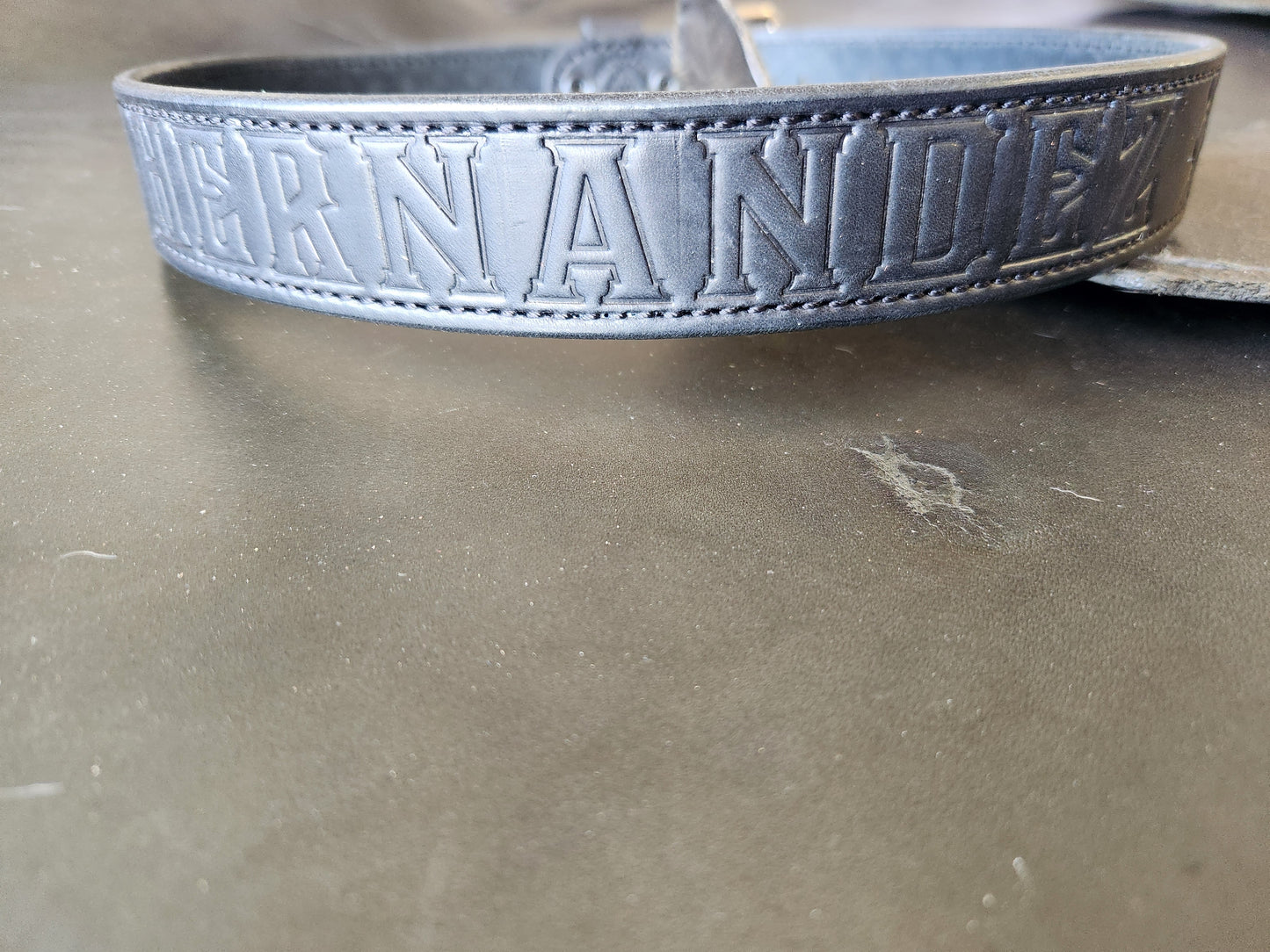 Duty Belt- Diamond Plate design-Bridle Leather